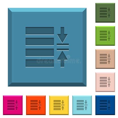 Adjust Line Spacing Engraved Icons On Edged Square Buttons Stock Vector