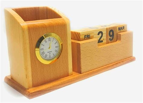 Jiggster Wooden Desk Organizer Multi Functional Pen Pencil Holder Box