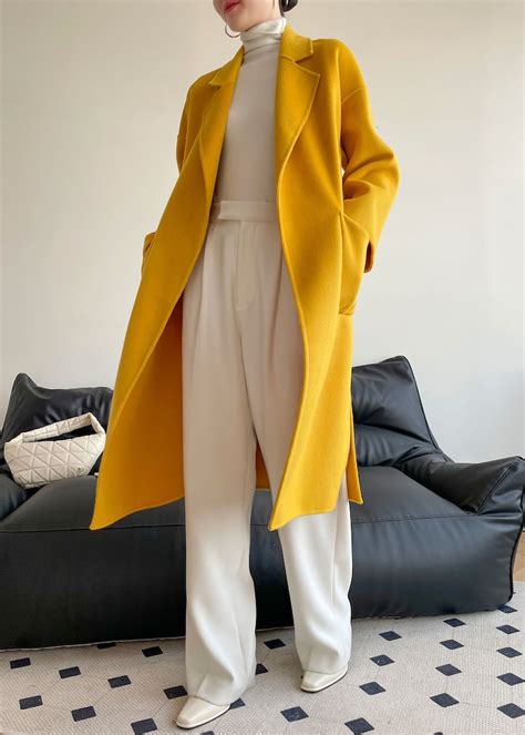 Yellow Wool Coat Long Wool Coat Oversized Wool Coat Etsy