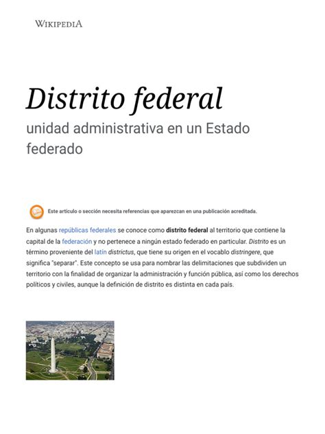 Distrito Federal - Wikipedia, La Enciclopedia Libre | PDF