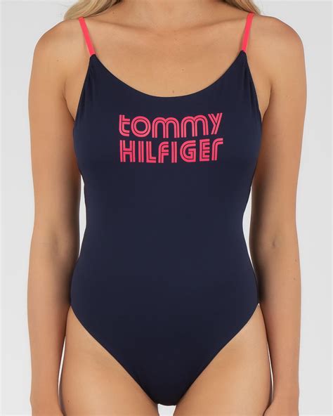 Shop Tommy Hilfiger Pop One Piece Swimsuit In Desert Sky - Fast