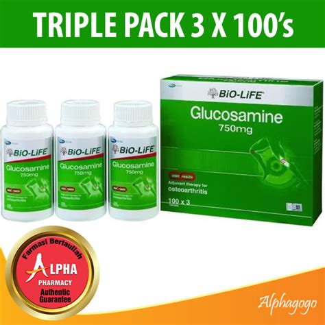 Bio Life Glucosamine 750mg 氨基葡萄糖 Glukosamin 3 X 100 Tablets