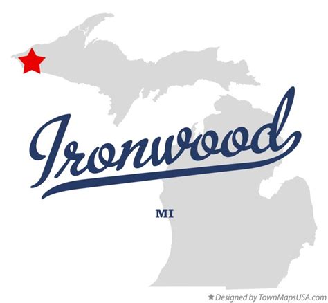 Map of Ironwood, MI, Michigan