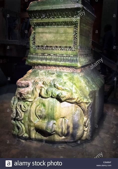 Medusa Head In Underground Basilica Cistern Istanbul Turkey Stock