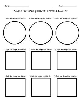 Shape Partitioning Halves Thirds Fourths By Baylee Lorraine TpT