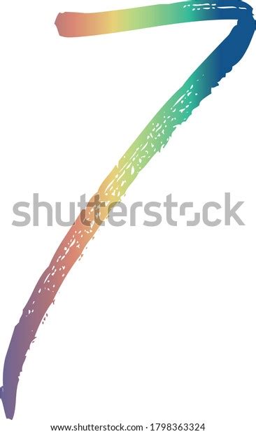 Handwritten Rainbow Color Number 7 Stock Vector Royalty Free