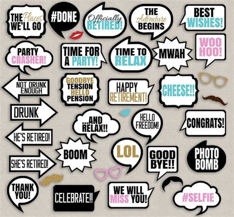 35 Retirement Photo Booth Prop Printables, Retirement Party Props