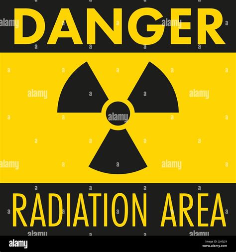 Danger Radiation Area Warning Sign Flat Vector Illustration On Yellow