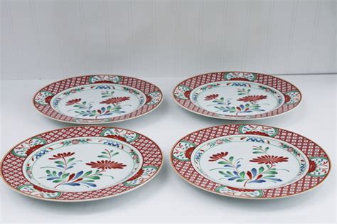 Vintage Georges Briard Imari Style Porcelain Dinner Plates Flowers Of