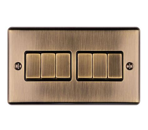 Carlisle Brass Eurolite Enhance Decorative 6 Gang 10 Amp 2 Way Switch Antique Brass With Black