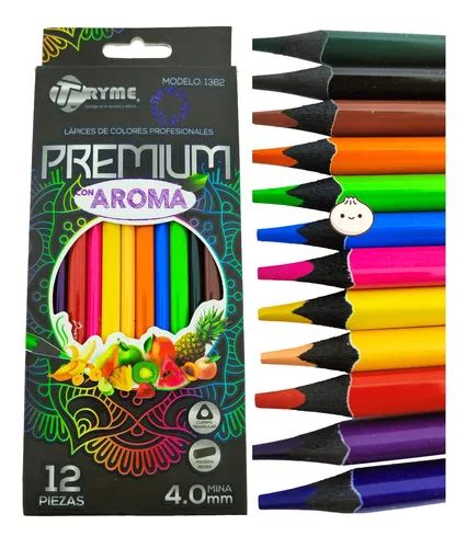 12 Lapices Tryme Premium Colores Con Aroma Frutal Triangular MercadoLibre