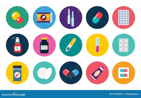 Pills Capsules Icons Vector Flat Set Medical Stock Vector