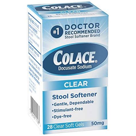 Colace Clear Stool Softener 50mg Soft Gels 28 Count Docusate Sodium