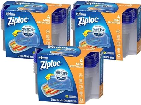 Ziploc Container Medium Rectangle 1 5 Cups 4 Count Pack Of 3 Home And Kitchen