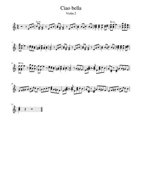 Ciao Bella Violin 2 Sheet Music For Piano Solo