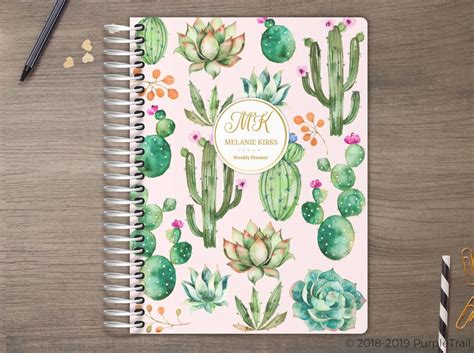 Delicate Watercolor Cacti Daily Planner Daily Planners Happy