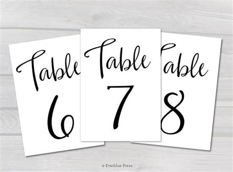 Printable Pdf Free Printable Calligraphy Table Numbers - Printable Templates