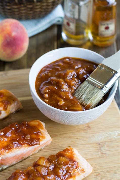 Salmon With Bourbon Peach Bbq Sauce Spicy Southern Kitchen