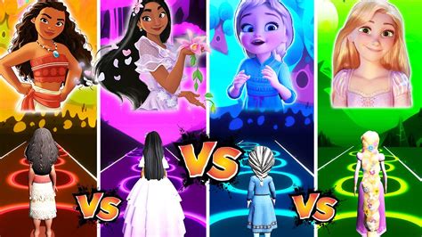 Moana Vs Encanto Isabela Vs Baby Elsa Vs Tangled Tiles Hop YouTube