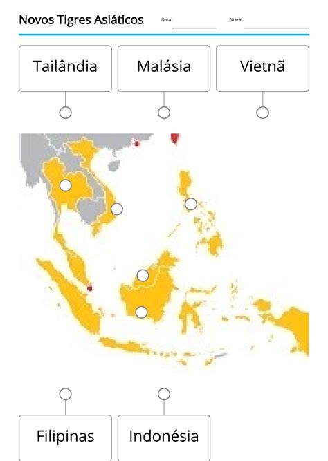 Os Novos Tigres Asiáticos - Fórmula Geo: Atividade com mapa: Novos Tigres Asiáticos