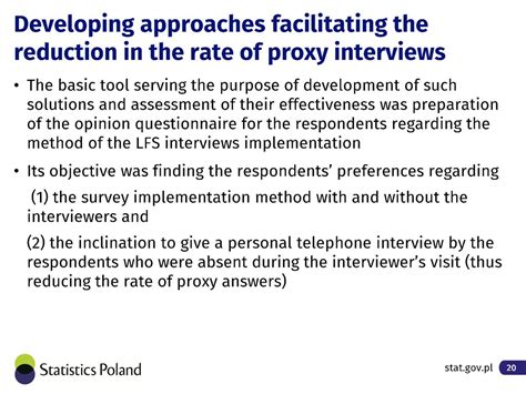 Proxy Interviews In The Polish LFS Reasons And Determinants Effects