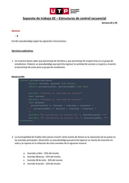 Separata De Trabajo Estructuras De Control Secuencial Aaron
