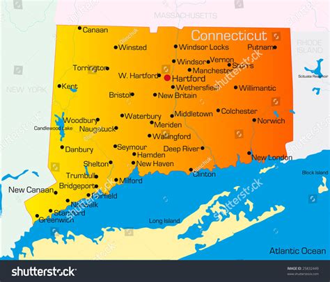 Vector Color Map Of Connecticut State Usa Royalty Free Stock Vector 25832449