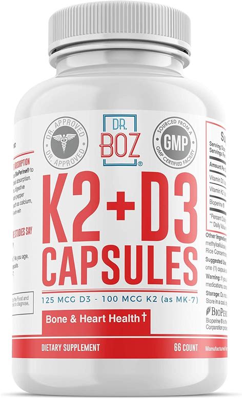 Dr Boz Vitamin K2 Mk 7 D3 Capsules With Bioperine® For Best Absorption