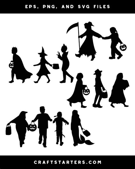 Trick Or Treating Kids Silhouette Clip Art