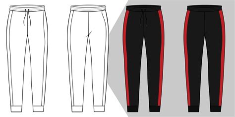 Jogger Track Pant With Cut And Sewn Vector Flat Sketch 5235277 Vector