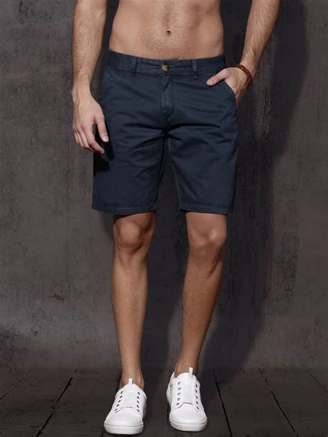 Solid Regular Fit Navy Blue Men Cotton Shorts At Rs Piece In