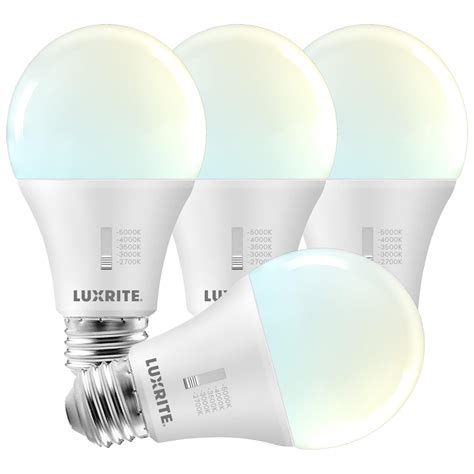 Luxrite A19 Led Light Bulb 100 Watt Equivalent Cri90 5cct Selectable 2700k 3000k 3500k 4000k