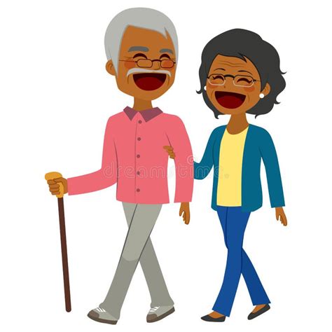 African American Senior Couple Walking Stock Vector Illustration Of