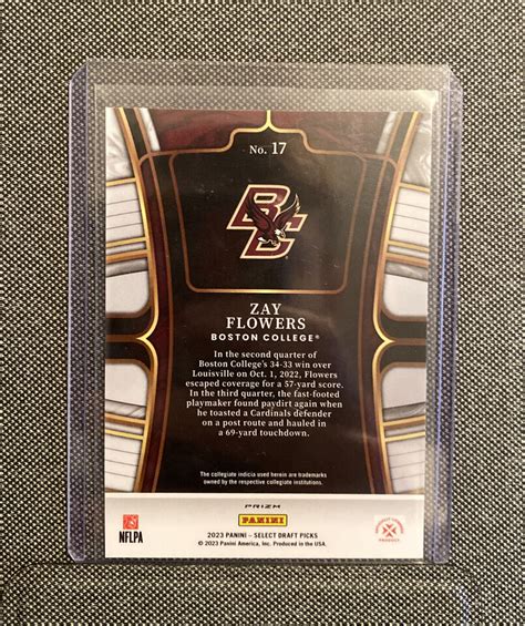 2023 Panini Select Draft Picks Football Zay Flowers Gold Lazer Prizm RC