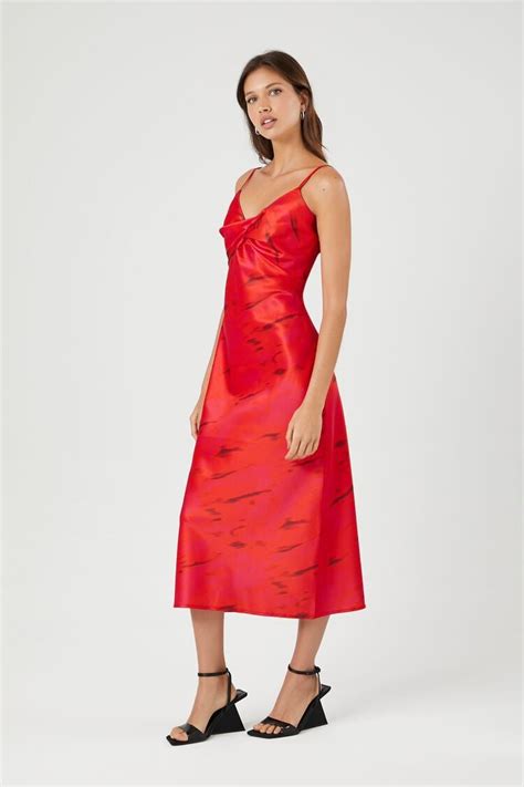 Satin Abstract Print Midi Dress Forever21us