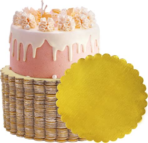 Cyeah Set Of 50 8 Inch Gold Cake Boards Round Disposable