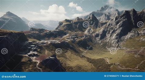 Mountain Rock Landscape. Winding Road Near Mountain Rock Landscape ...