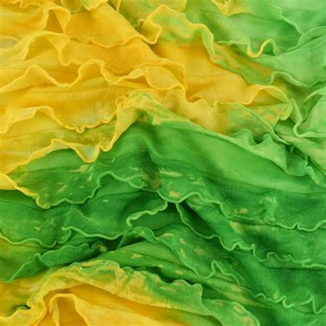 Yellow Green Tie Dye Ruffle Knit 75607 Fashion Fabrics