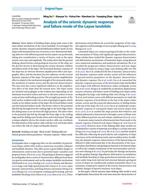 Pdf Analysis Of The Seismic Dynamic Response And Failure Mode Of The