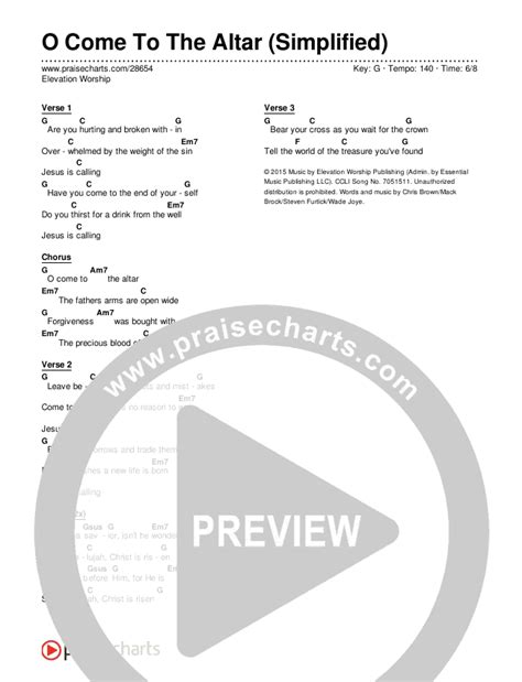 O Come To The Altar Simplified Chords Pdf Elevation Worship