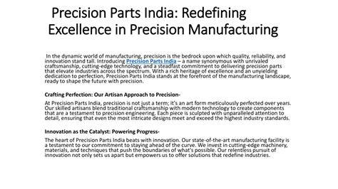 Ppt Precision Parts India Redefining Excellence In Precision