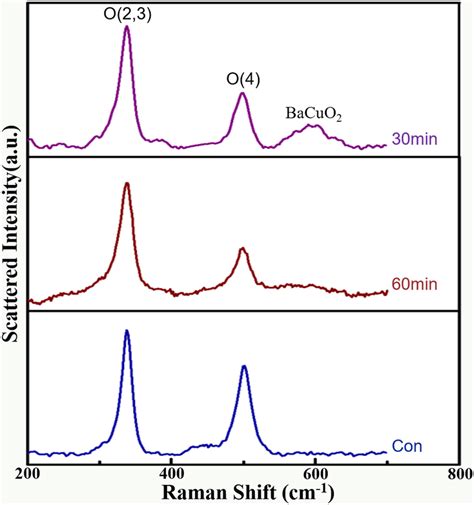 The Raman Spectra Of Ybco Films Fired At 810 °c For 30 Min 60 Min