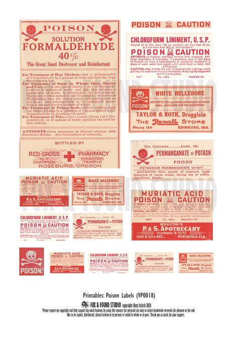 Vintage Poison Labels Printable Ephemera Digital Download A4 Etsy Uk