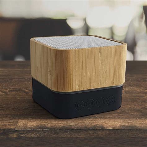 Cube Bamboo Bluetooth Speaker Speakers Branding Magic Trading Company