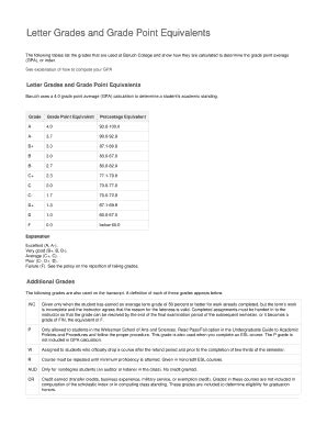 Baruch Grading Scale Fill Online Printable Fillable Blank Pdffiller