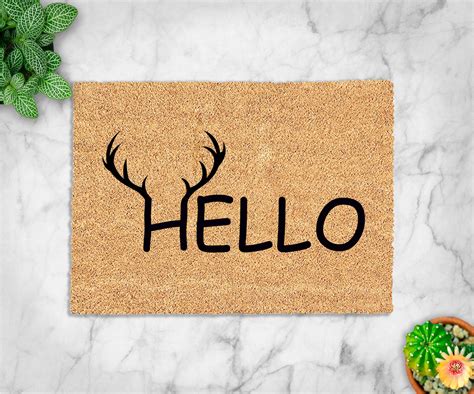 Hello Doormat Hello Welcome Mat Housewarming Gift Cute | Etsy