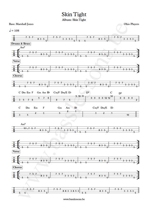 Ohio Players Skin Tight Bass Transcription Marshall Jones