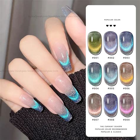 Verh Ritage Ongles Magn Tique Bleu Cristal Il De Chat Arc En Ciel Gel