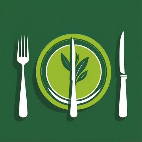 Premium Photo Healthy Food Symbol Design With Knife Fork And Leaf
