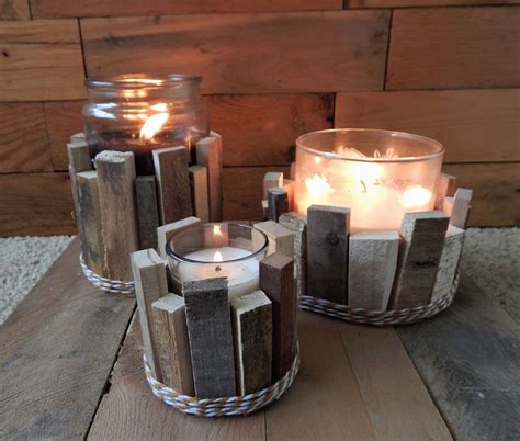 Rustic Reclaimed Candle Holders Set Of Etsy